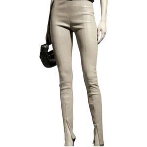 Jason Wu Pants Trousers Cream S Vegan Faux Leather Modern Ankle Slits Slim NEW